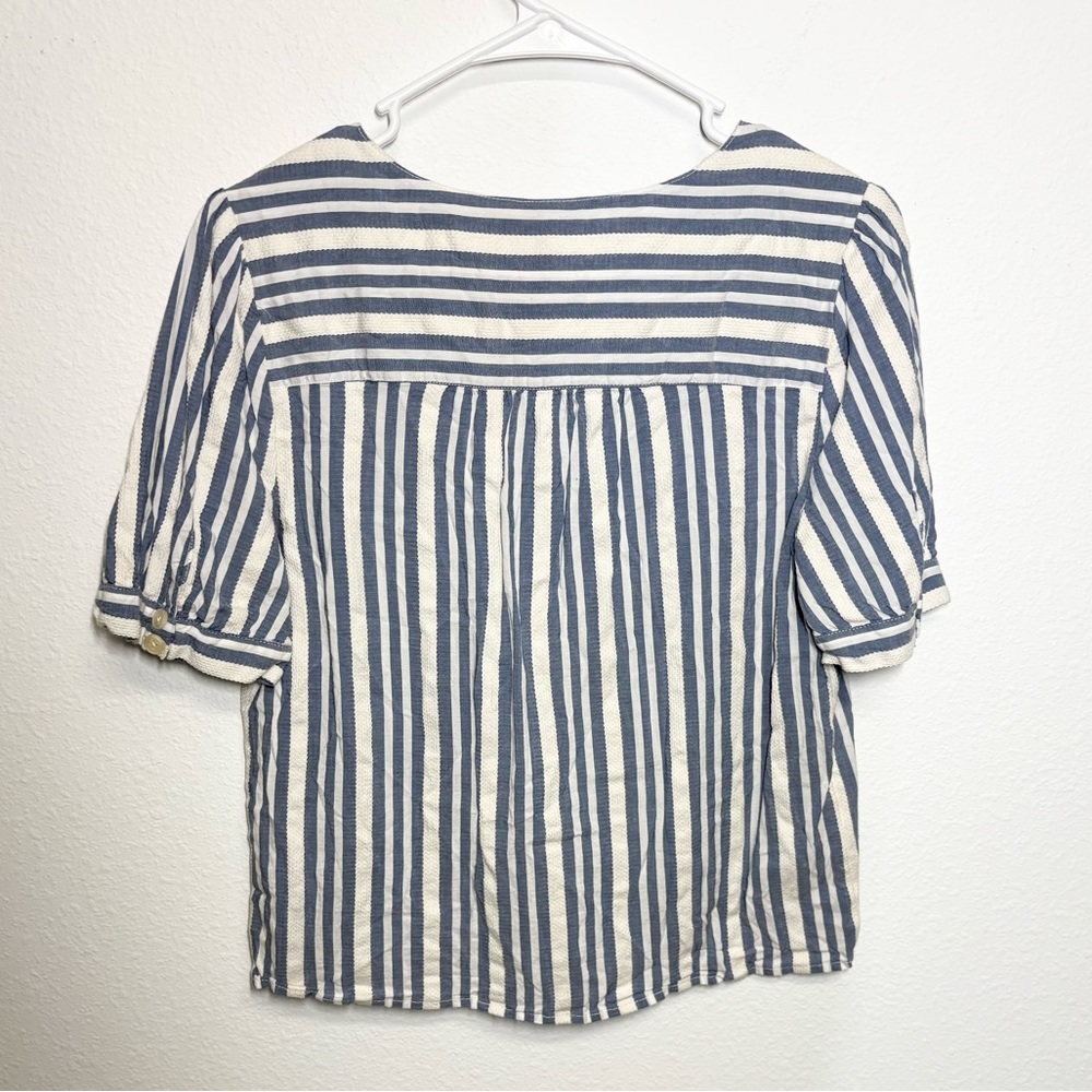 Madewell Plaza Button-Front Shirt in Blue & White Stripe - Picture 6 of 6